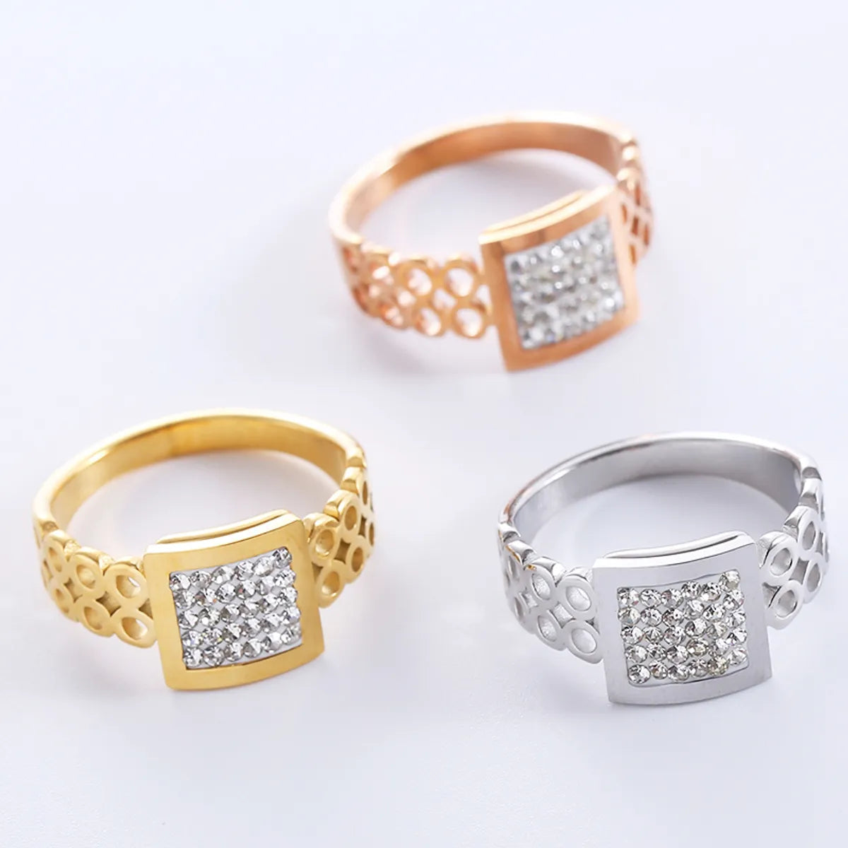 Elegant Romantic Infinity Stainless Steel Plating Inlay Rhinestones 18k Gold Plated Rose Gold Plated Rings