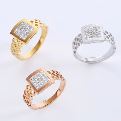 Elegant Romantic Infinity Stainless Steel Plating Inlay Rhinestones 18k Gold Plated Rose Gold Plated Rings