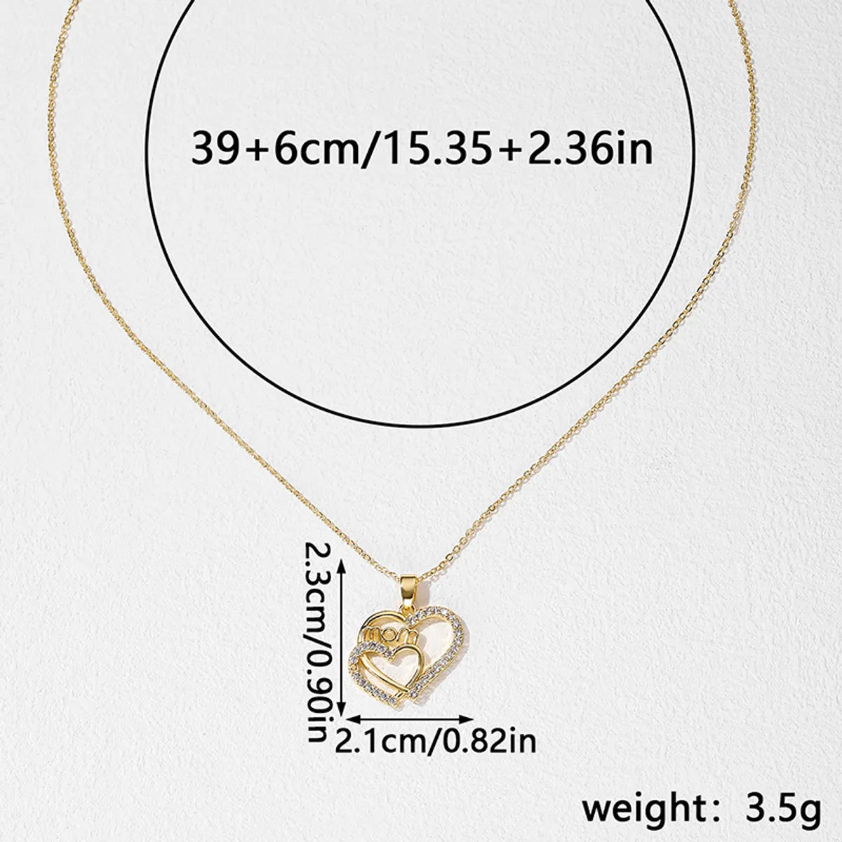 Elegant Romantic Letter Heart Shape Copper Plating Hollow Out Inlay Zircon Pendant Necklace