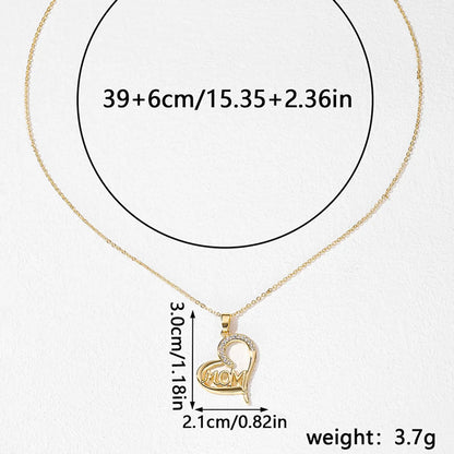 Elegant Romantic Letter Heart Shape Copper Plating Hollow Out Inlay Zircon Pendant Necklace