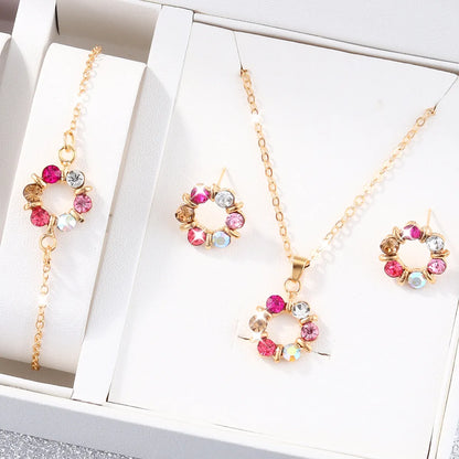 Elegant Romantic Shiny Color Block Alloy Flowers Chain Acrylic Beads Women'S Jewelry Set