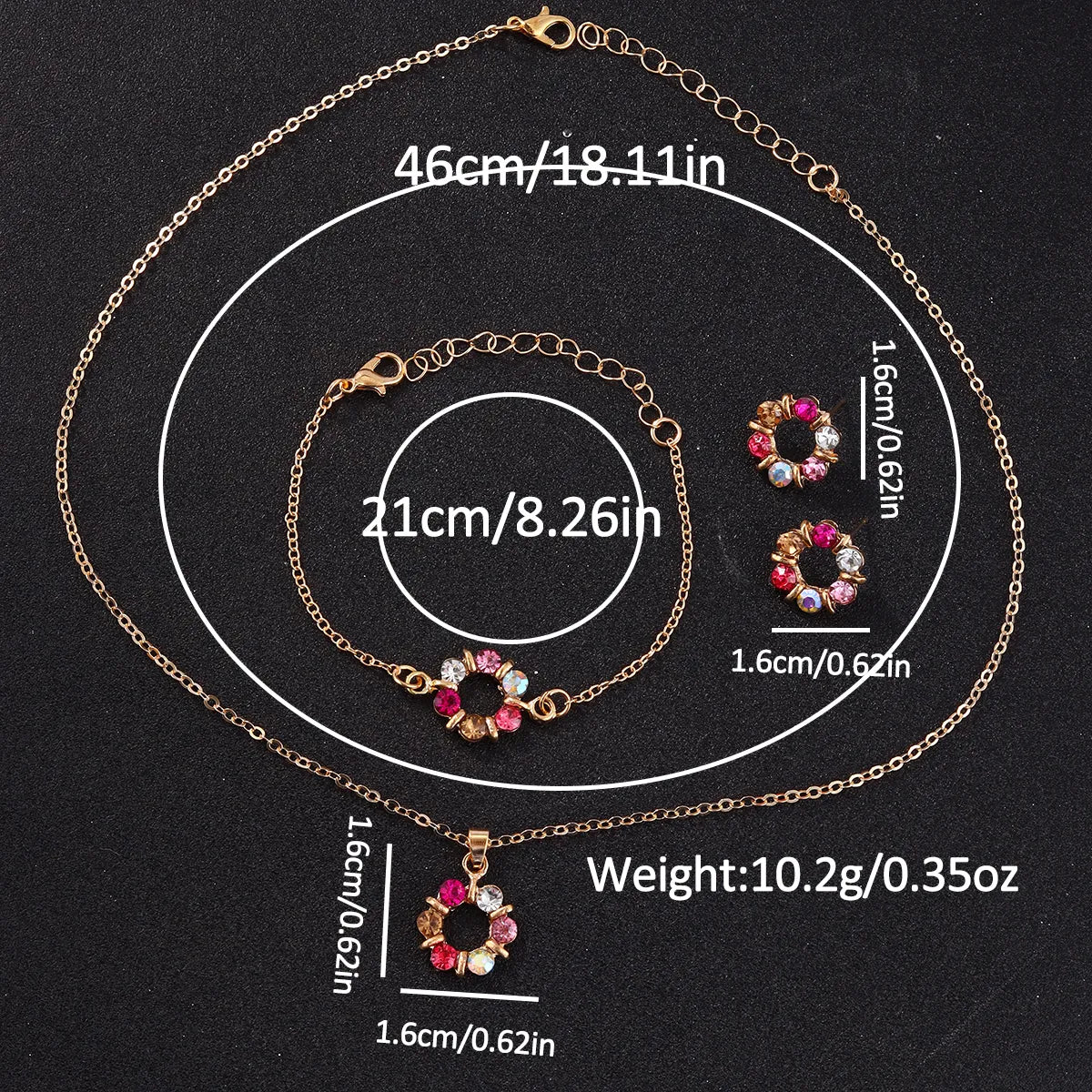 Elegant Romantic Shiny Color Block Alloy Flowers Chain Acrylic Beads Women'S Jewelry Set