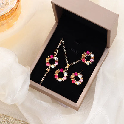 Elegant Romantic Shiny Color Block Alloy Flowers Chain Acrylic Beads Women'S Jewelry Set