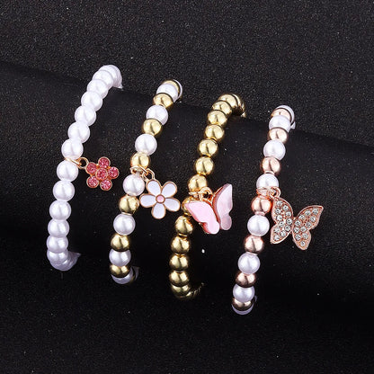 Elegant Romantic Shiny Flower Butterfly Rhinestones Arylic Wholesale Bracelets