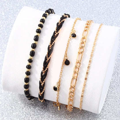 Elegant Romantic Shiny Round Alloy Beaded Chain Acrylic Beads Women'S Jewelry Set