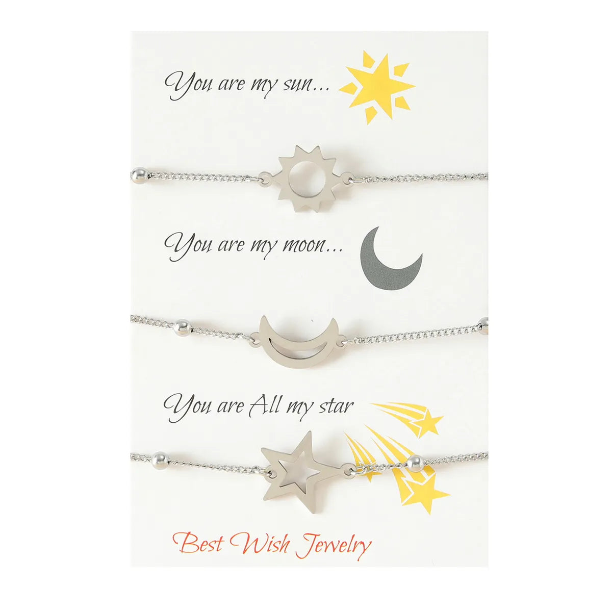 Elegant Romantic Simple Style Sun Star Moon Stainless Steel Knitting Polishing Bracelets