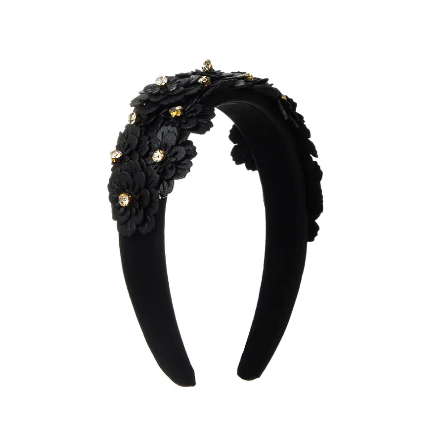 Elegant Romantic Sweet Flower Cloth Inlay Rhinestones Hair Band