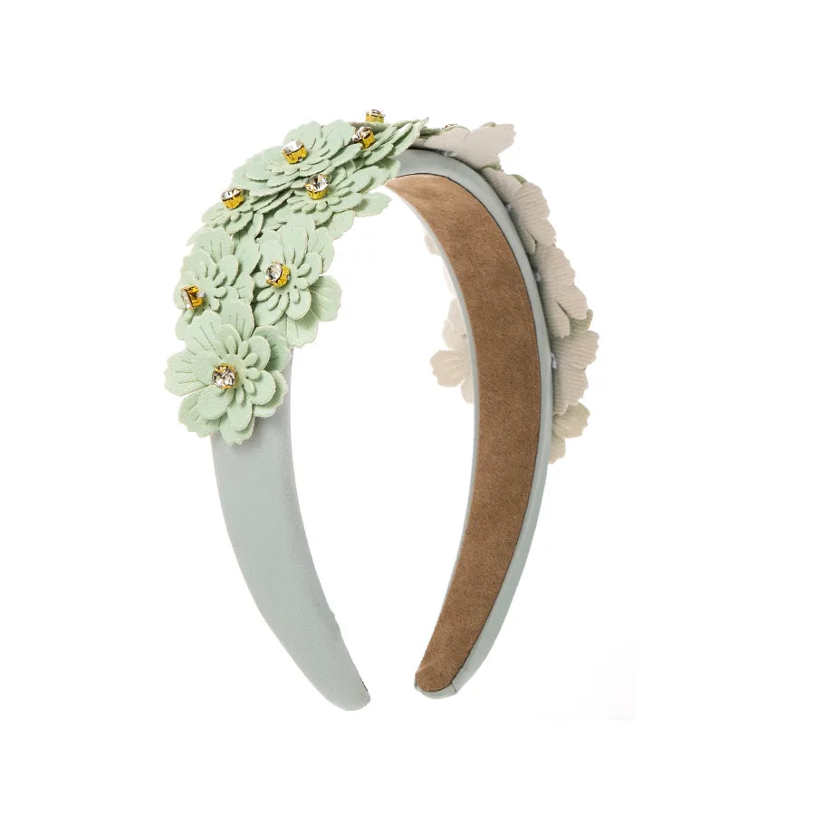 Elegant Romantic Sweet Flower Cloth Inlay Rhinestones Hair Band