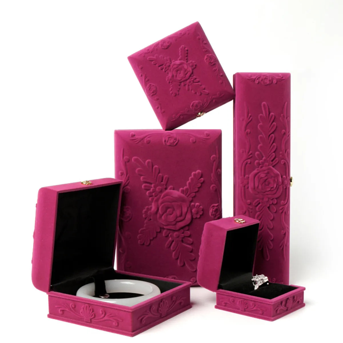 Elegant Rose Flannel Jewelry Boxes