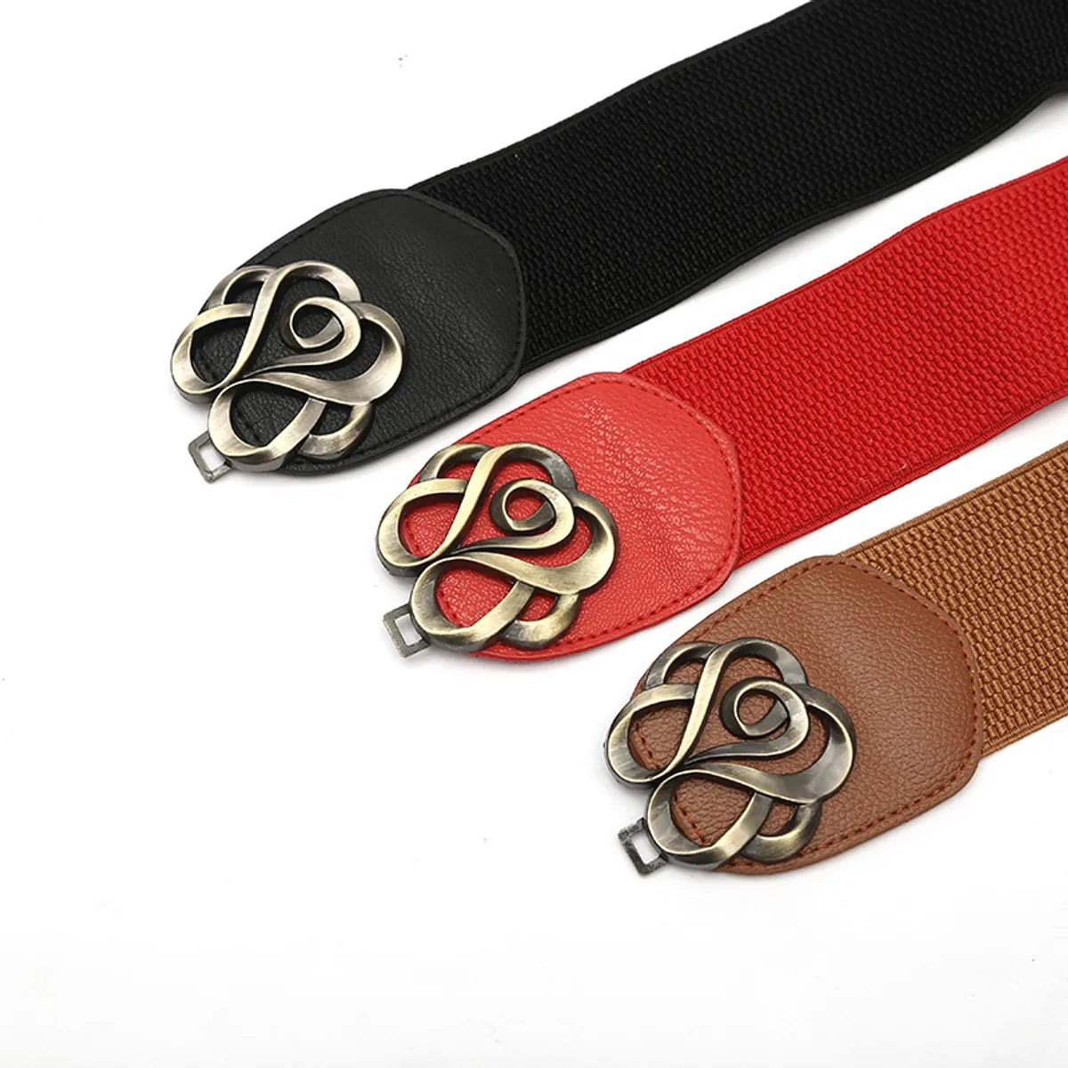 Elegant Rose Pu Leather Women'S Leather Belts 1 Piece