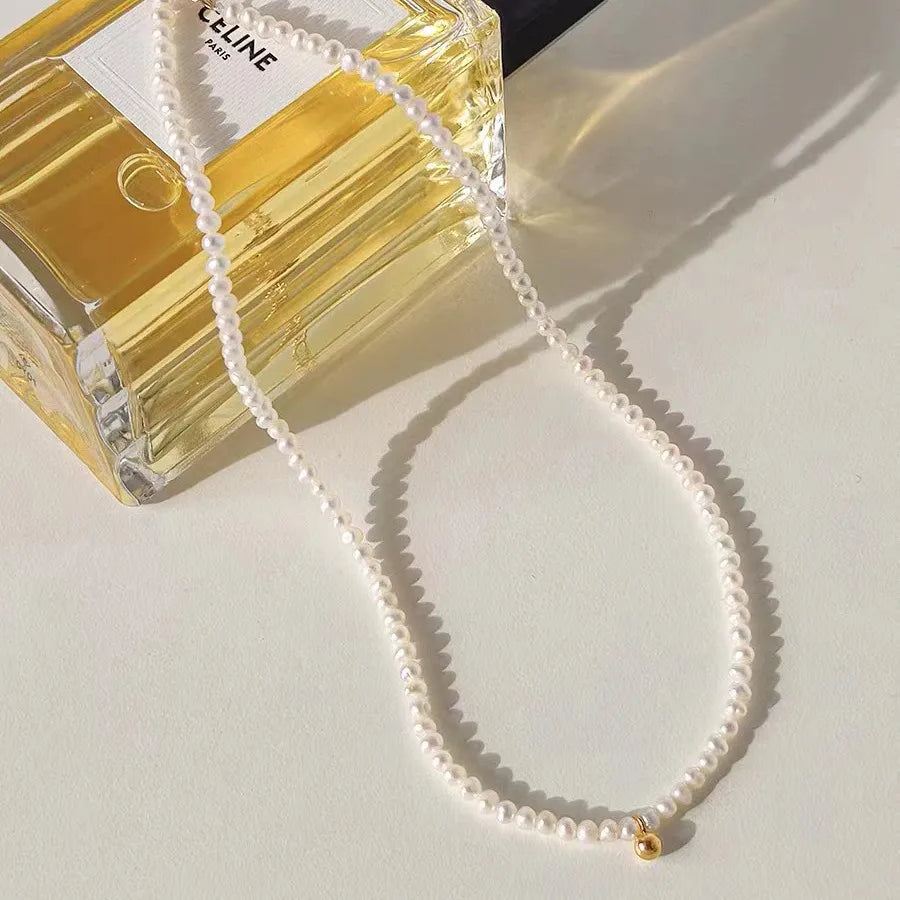 Elegant Round 304 Stainless Steel Imitation Pearl Beaded Gold Plated Women'S Bracelets Necklace