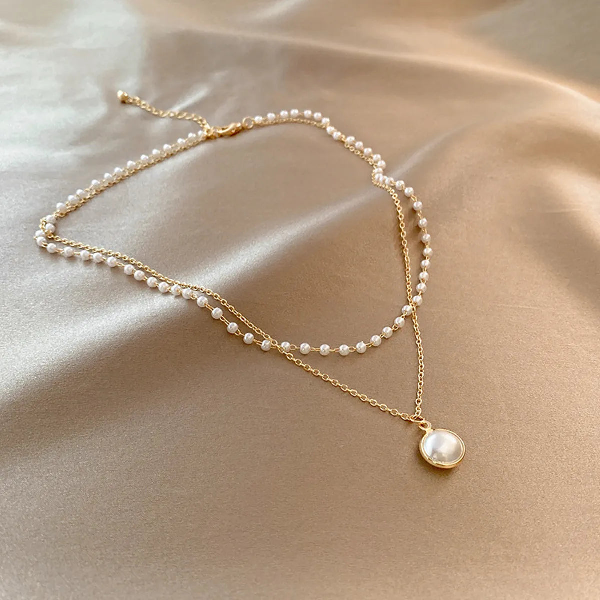 Elegant Round Alloy Beaded Plating Inlay Pearl Women's Layered Necklaces