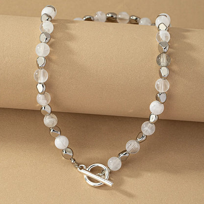 Elegant Round Alloy Crystal Toggle Plating Women's Necklace