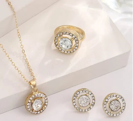 Elegant Round Alloy Inlay Zircon Women'S Jewelry Set