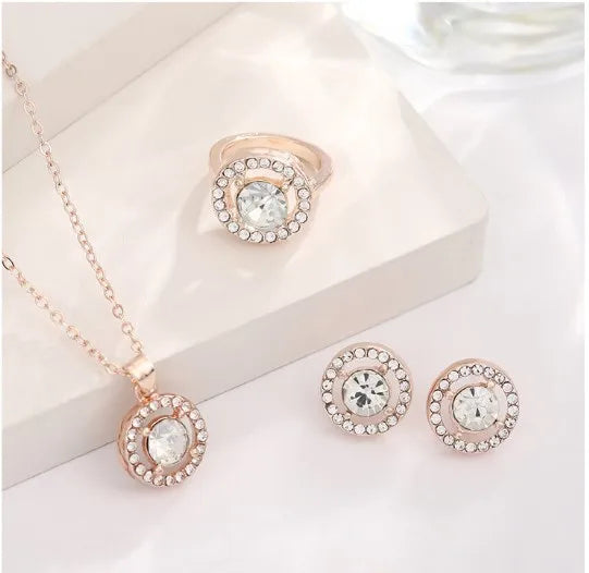 Elegant Round Alloy Inlay Zircon Women'S Jewelry Set