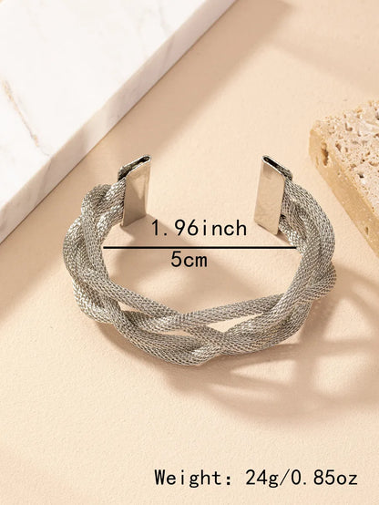 Elegant Round Alloy Plating White Gold Plated Women's Bangle