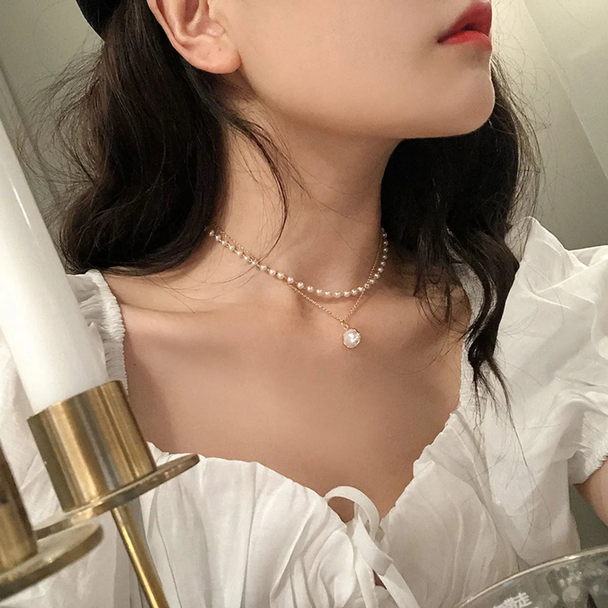 Elegant Round Alloy Shell Plating Women'S Bracelets Necklace