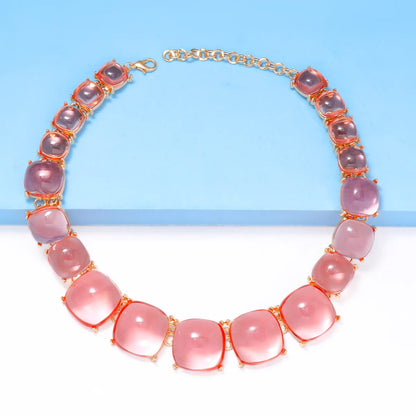 Elegant Round Alloy Three-dimensional Inlay Resin Women's Necklace