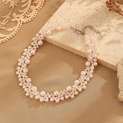 Elegant Round Freshwater Pearl Copper Beaded Necklace