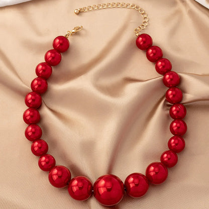 Elegant Round Imitation Pearl Beaded Women's Pendant Necklace