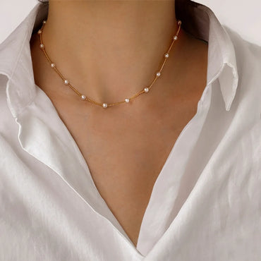 Wholesale Jewelry Elegant Round Imitation Pearl Iron Plating Necklace