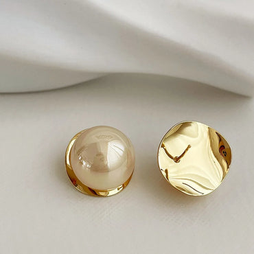 Elegant Round Mixed Materials Plating Inlay Artificial Pearls Women's Earrings