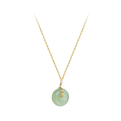 Elegant Round Stainless Steel 18k Gold Plated Jade Wholesale Necklace