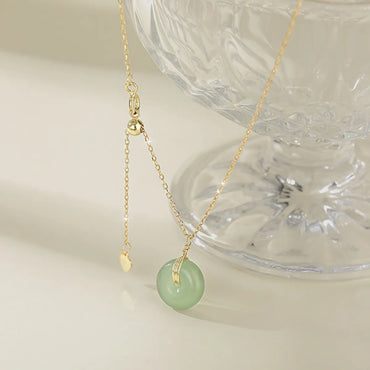 Elegant Round Stainless Steel 18k Gold Plated Jade Wholesale Necklace