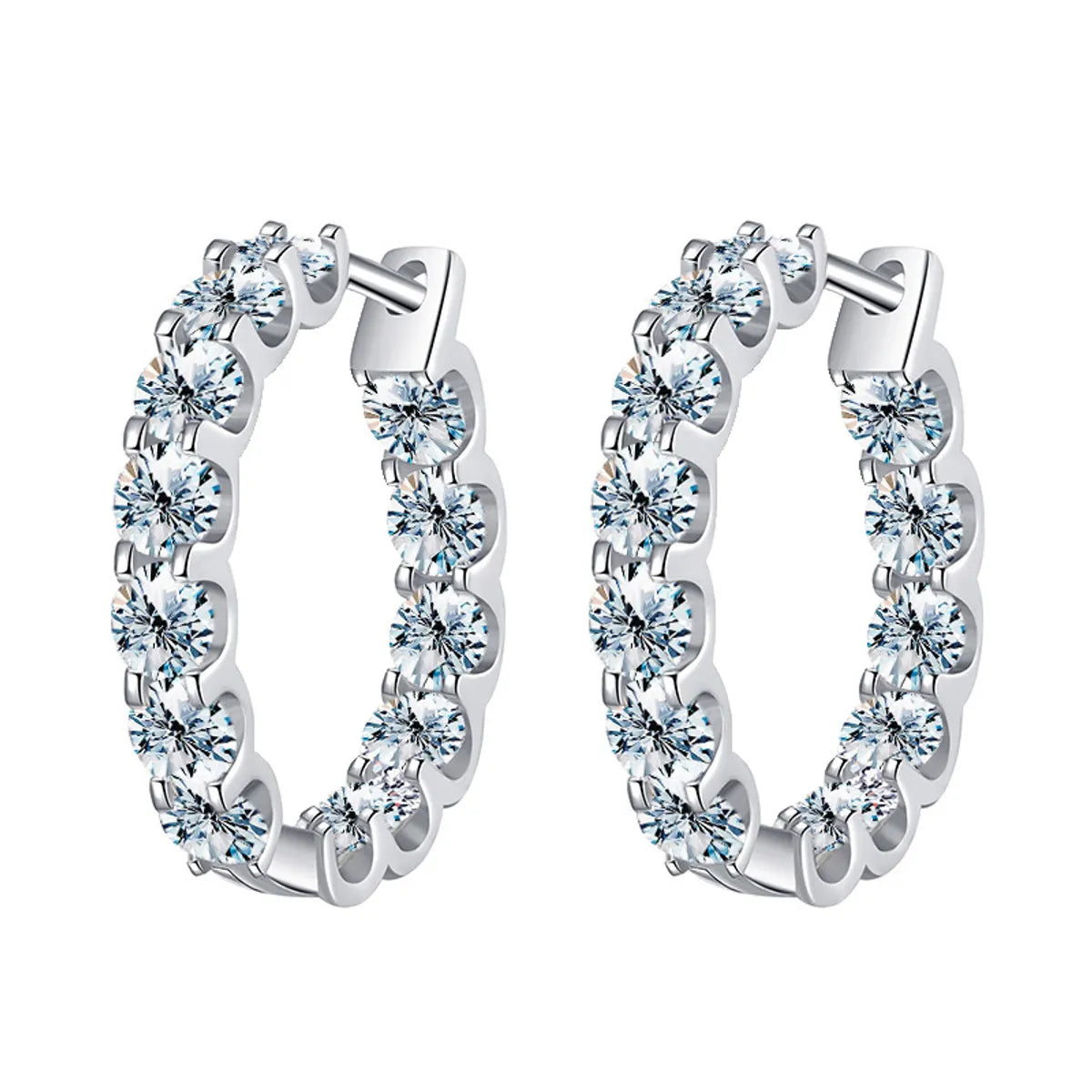 Elegant Round Sterling Silver Moissanite Hoop Earrings In Bulk