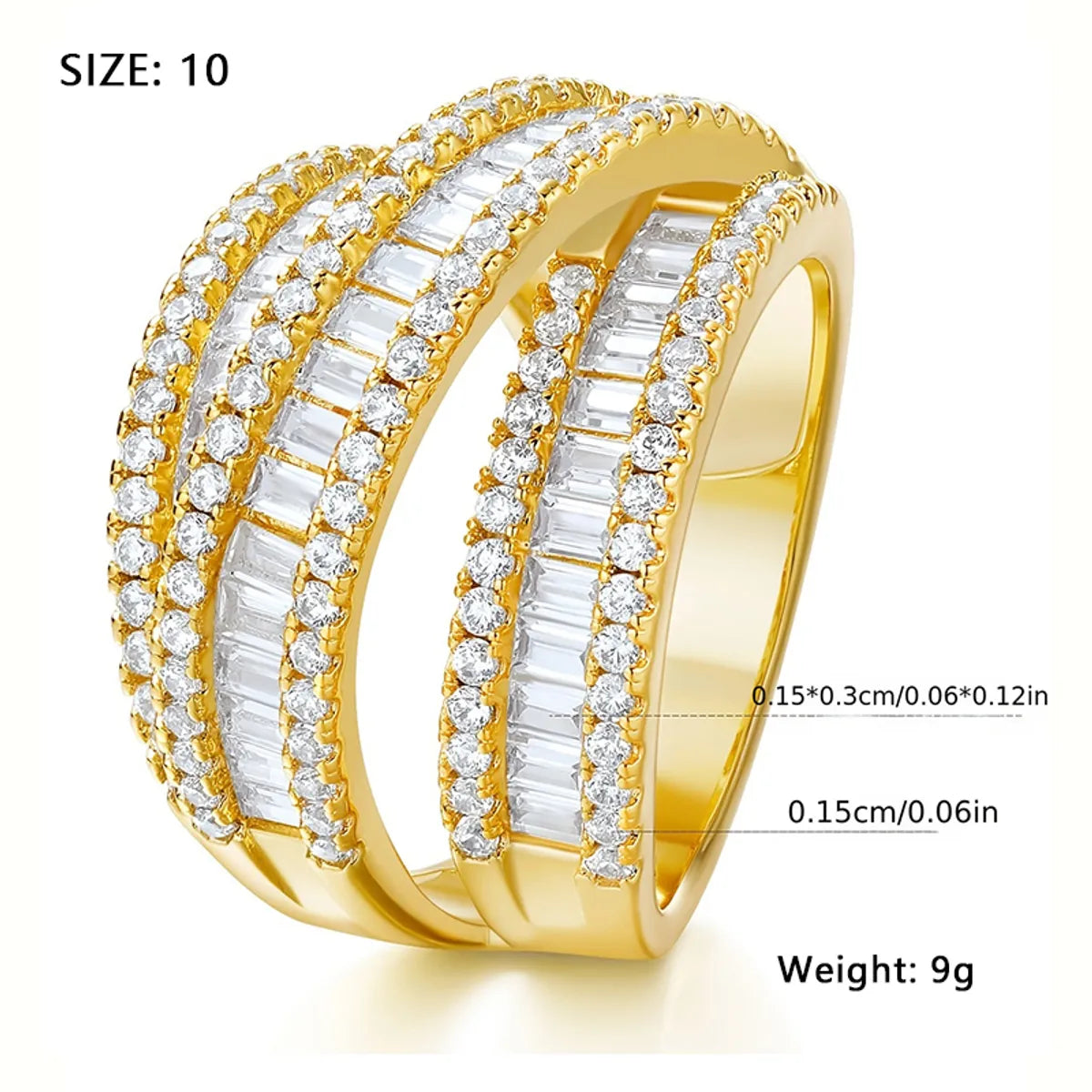 Elegant Sexy French Style Solid Color Copper Plating Inlay Zircon White Gold Plated Gold Plated Rings