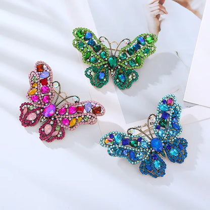 Elegant Shiny Butterfly Rhinestone Inlay Rhinestones Women'S Brooches 1 Piece