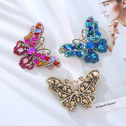 Elegant Shiny Butterfly Rhinestone Inlay Rhinestones Women'S Brooches 1 Piece