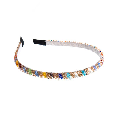 Elegant Shiny Colorful Cloth Beaded Inlay Rhinestones Hair Band