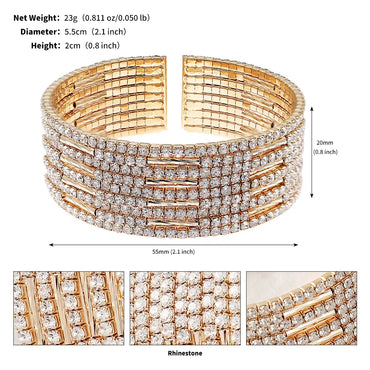 Elegant Shiny Geometric Artificial Pearls Rhinestones Metal Wholesale Bangle