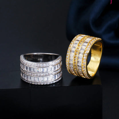 Elegant Shiny Geometric Copper Plating Inlay Zircon Rose Gold Plated White Gold Plated Rhodium Plated Rings