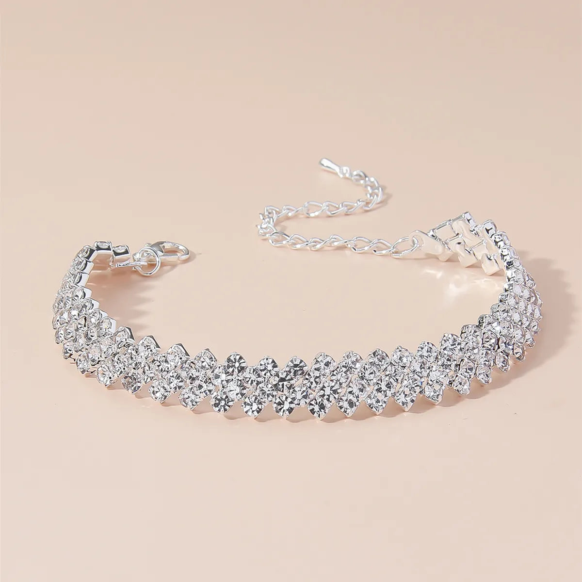 Elegant Shiny Geometric Rhinestones Metal Wholesale Bracelets