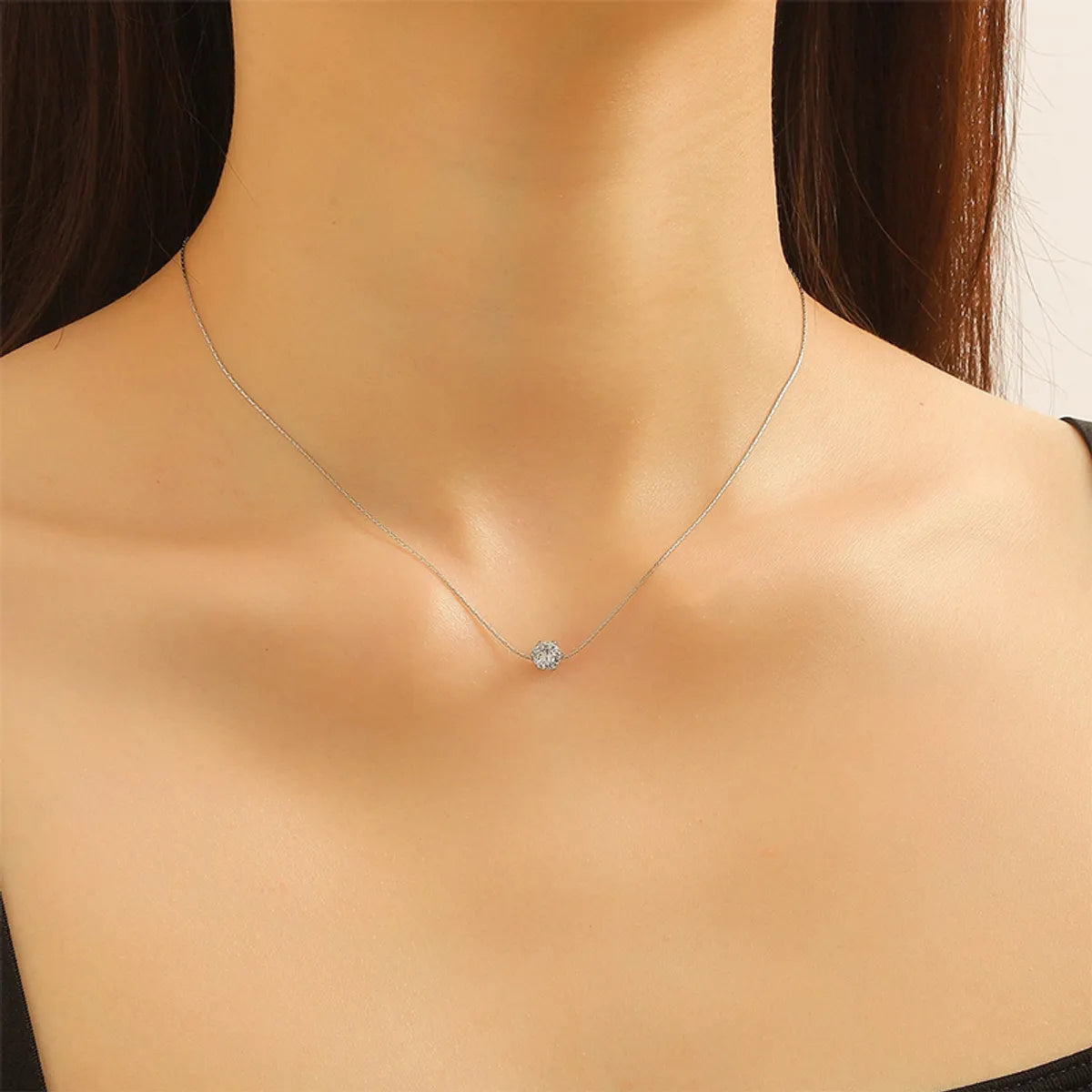 Elegant Shiny Geometric Titanium Steel Polishing Plating Inlay Zircon 18k Gold Plated Pendant Necklace