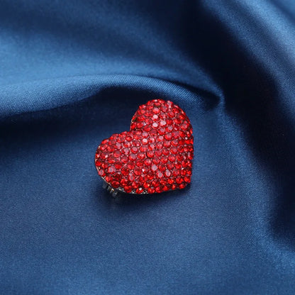 Elegant Shiny Heart Shape Alloy Inlay Rhinestones Women'S Brooches