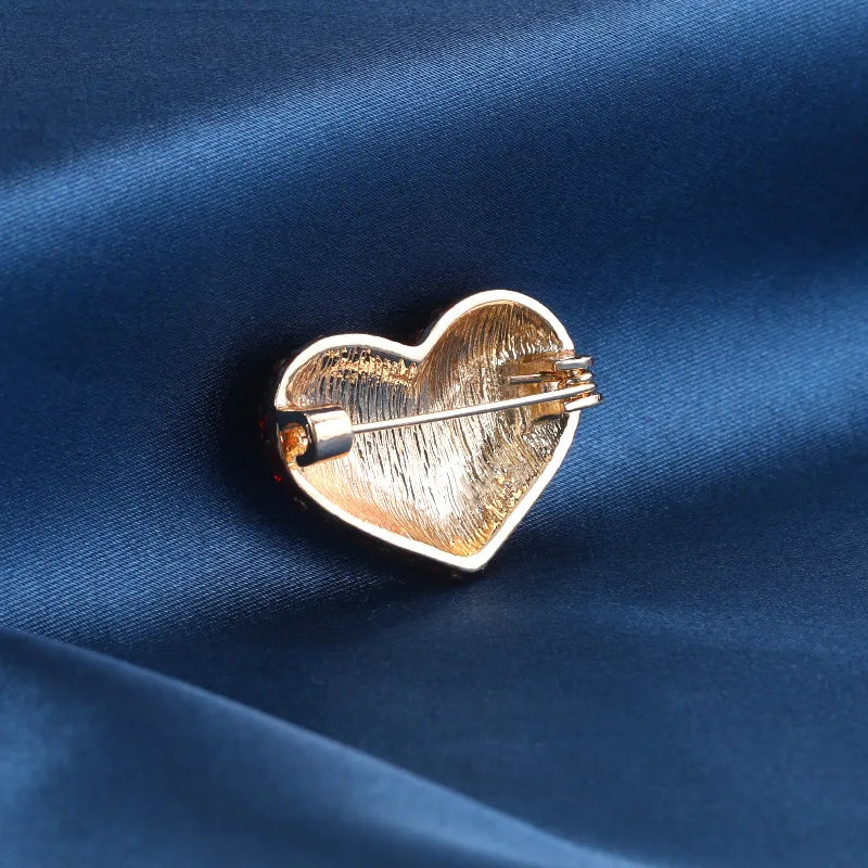 Elegant Shiny Heart Shape Alloy Inlay Rhinestones Women'S Brooches