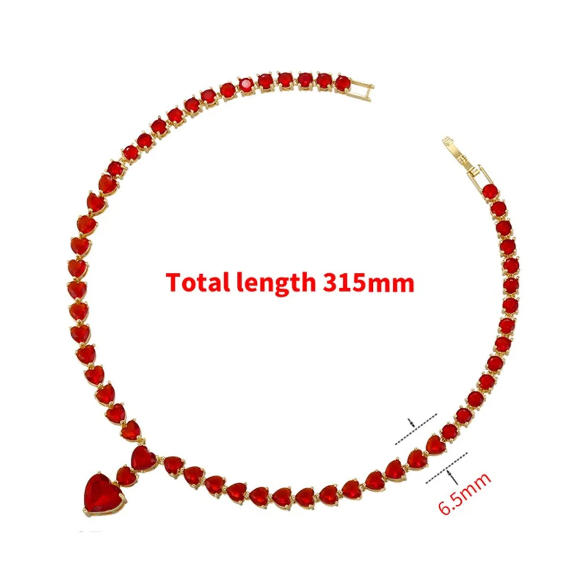 Elegant Shiny Heart Shape Copper Plating Inlay Zircon 18k Gold Plated Women's Bracelets Necklace