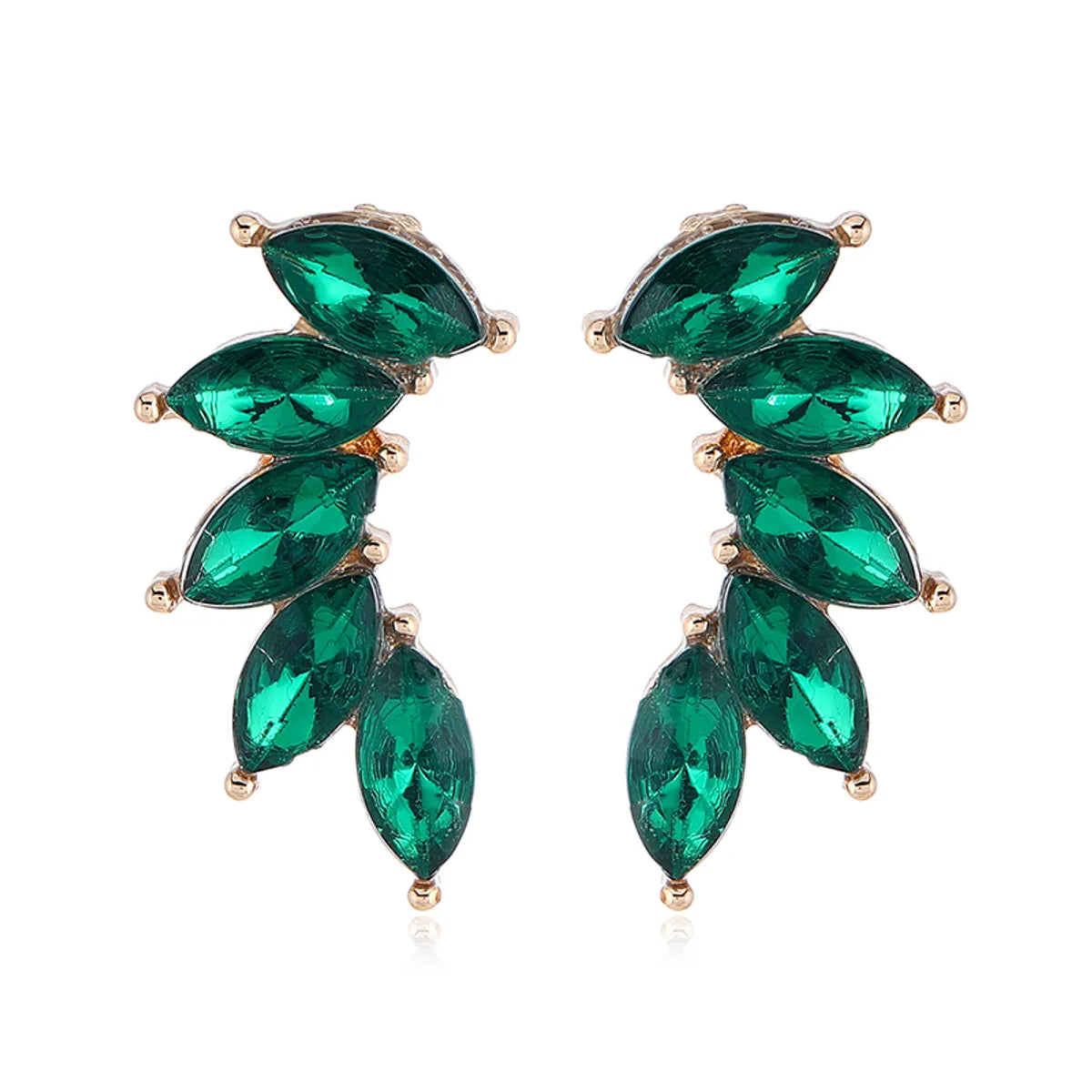 Elegant Shiny Leaf Alloy Inlay Zircon Women'S Ear Studs