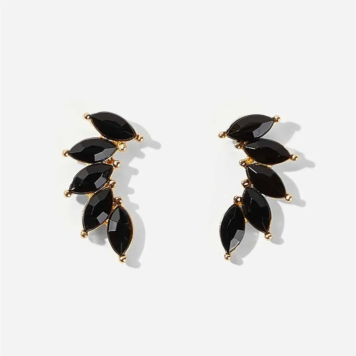 Elegant Shiny Leaf Alloy Inlay Zircon Women'S Ear Studs