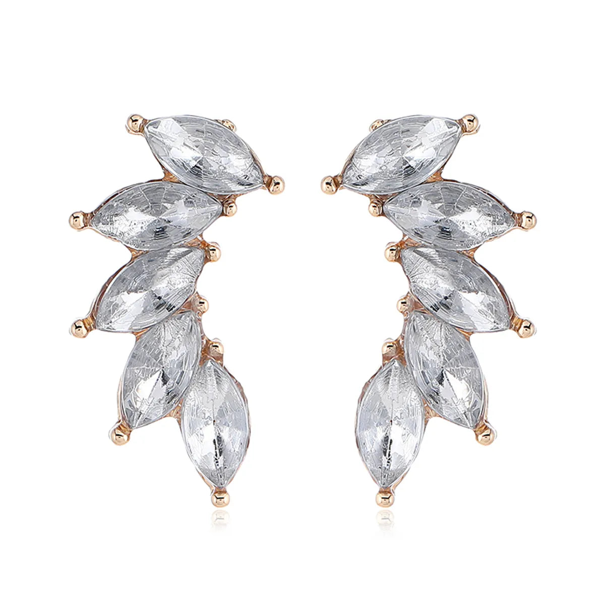 Elegant Shiny Leaf Alloy Inlay Zircon Women'S Ear Studs