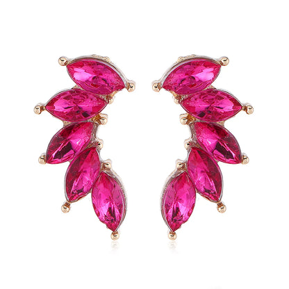 Elegant Shiny Leaf Alloy Inlay Zircon Women'S Ear Studs