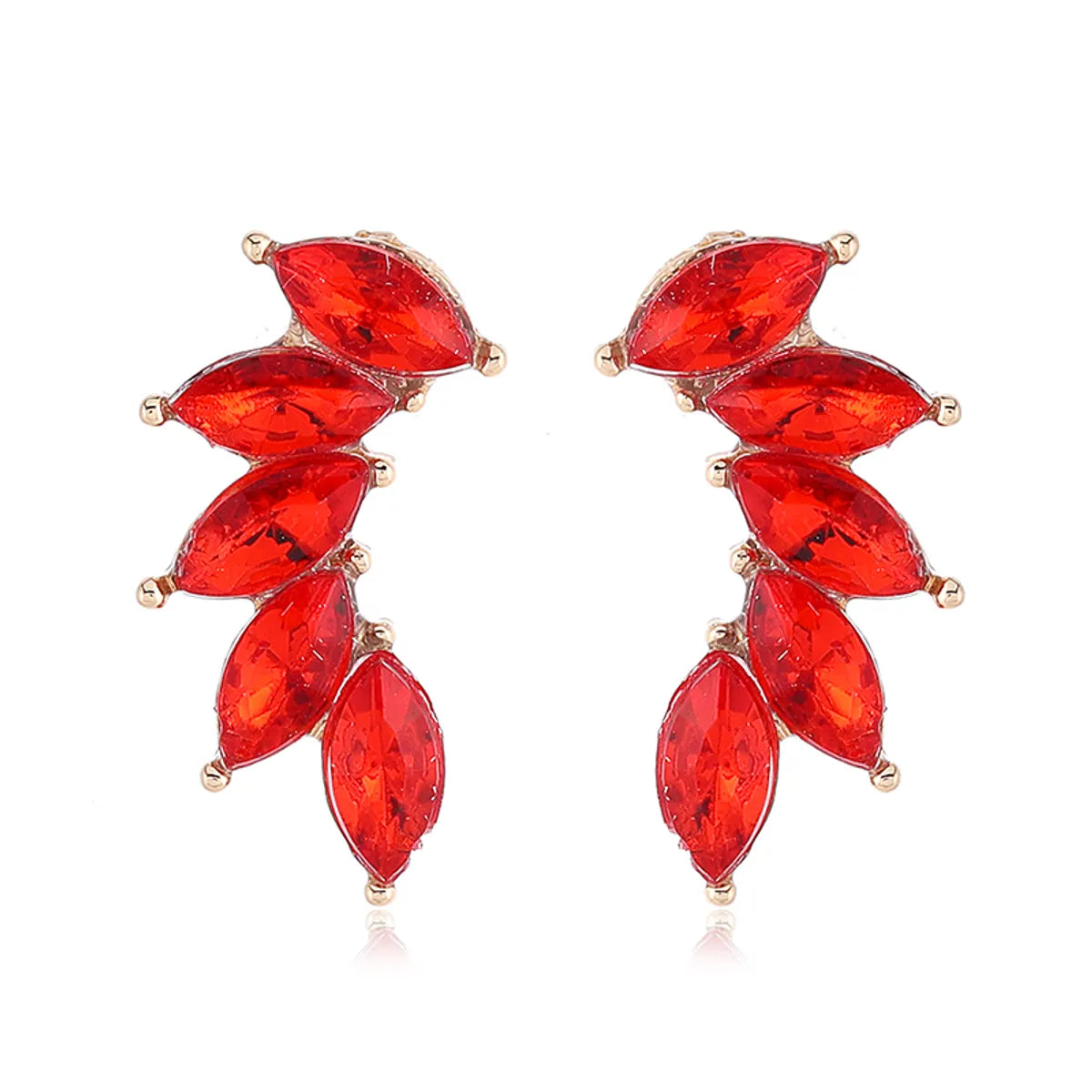 Elegant Shiny Leaf Alloy Inlay Zircon Women'S Ear Studs