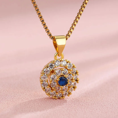 Elegant Shiny Maple Leaf Flower Stainless Steel Plating Inlay Zircon 18k Gold Plated Pendant Necklace