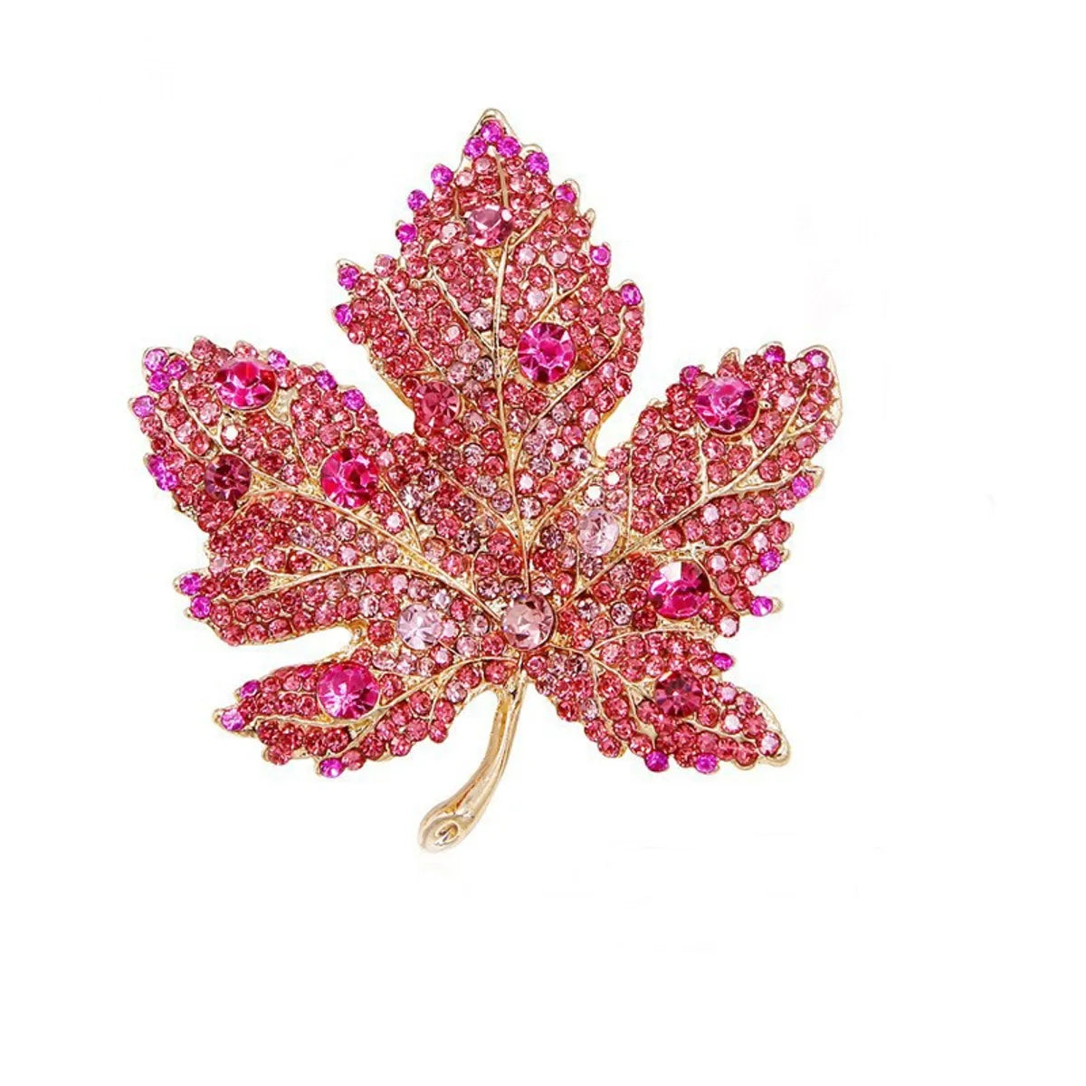 Elegant Shiny Maple Leaf Zinc Alloy Plating Inlay Rhinestones Women'S Brooches