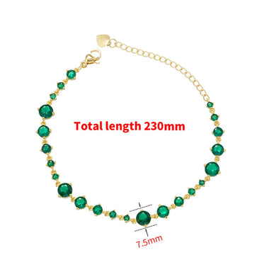 Elegant Shiny Round Copper Plating Inlay Zircon 18k Gold Plated Bracelets