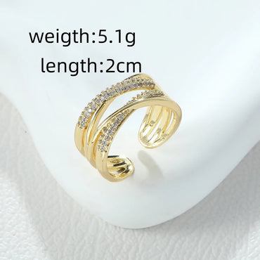 Elegant Shiny Square Solid Color Alloy Hollow Out Inlay Rhinestones Women'S Open Rings