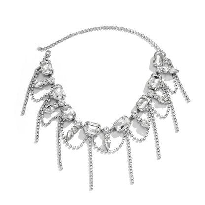 Elegant Shiny Water Droplets Tassel Rhinestone Women's Choker